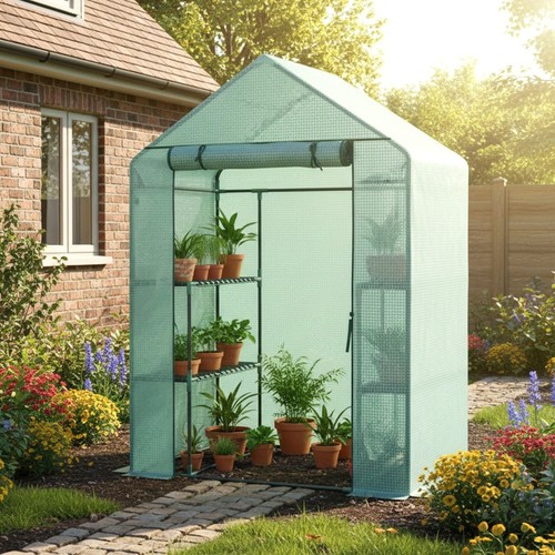 Walk greenhouse with tier - with,