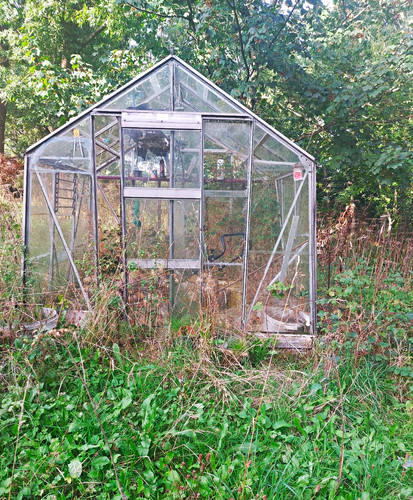 Glass greenhouse silver metal - glass,