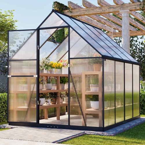6x8ft walk greenhouse with - walk-in,